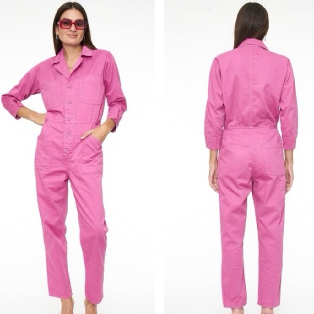 Pistola Tanner Long Sleeve Utility Jumpsuit In Fuchsia